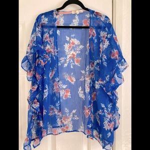 Floral cover up with ruffle sleeves